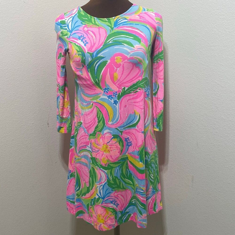 Lilly Pulitzer Ophelia Swing Dress XXS Elephant Monkey Lion Green Blue Pink